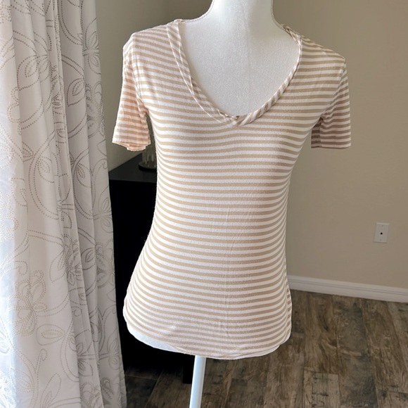 Tory Burch Striped Short Sleeve Logo T-Shirt - Picture 9 of 11